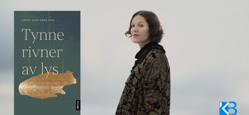 Forfatter Anne-Lise Frøland og forsida på boka Tynne rivner av lys